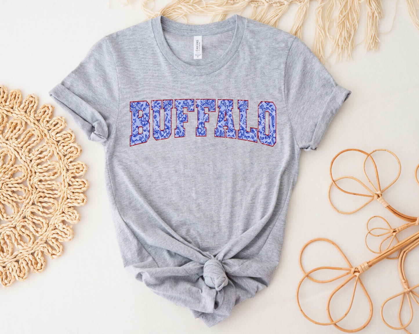 Blue Floral Buffalo Shirt