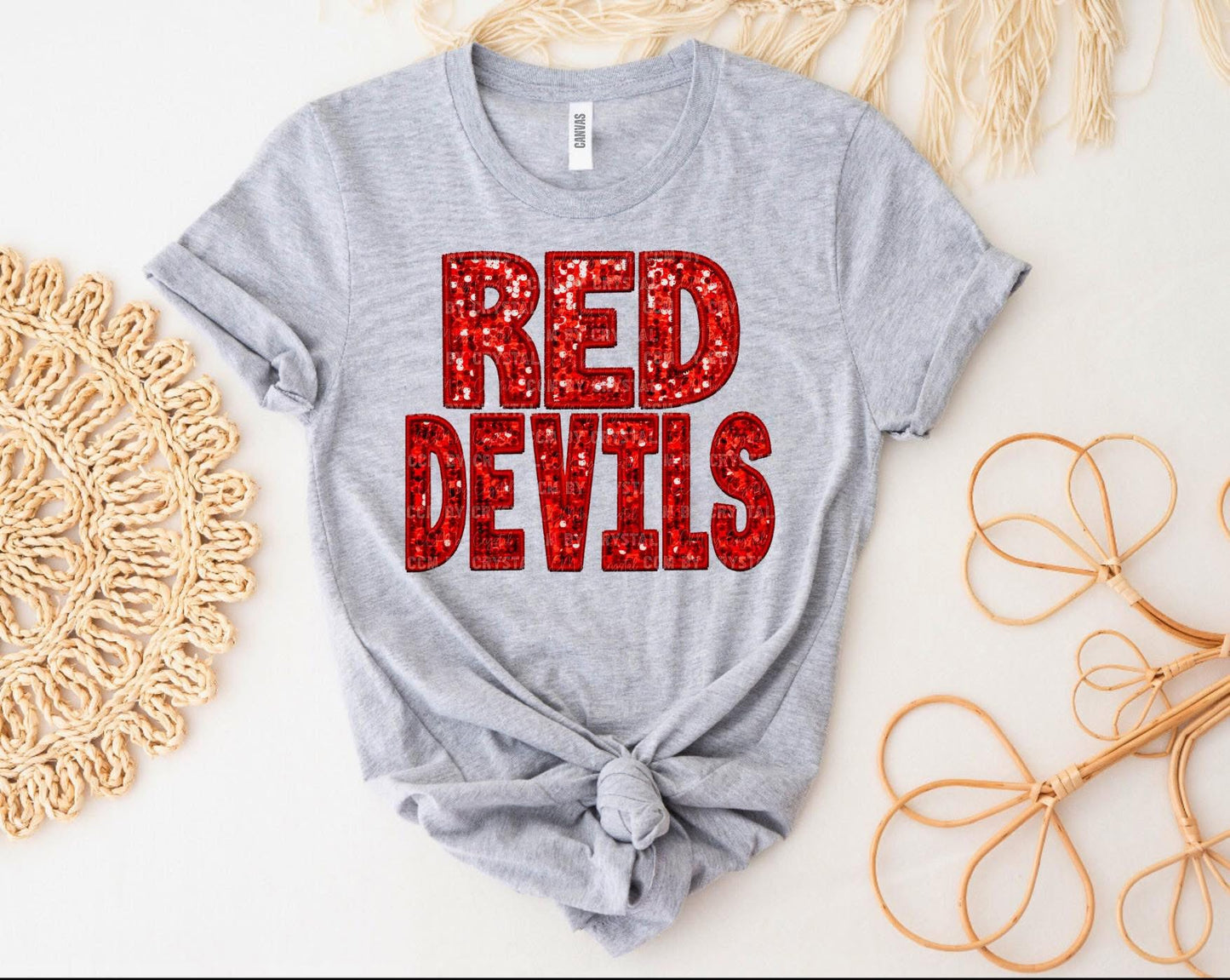 Red Devils Faux Glitter Shirt