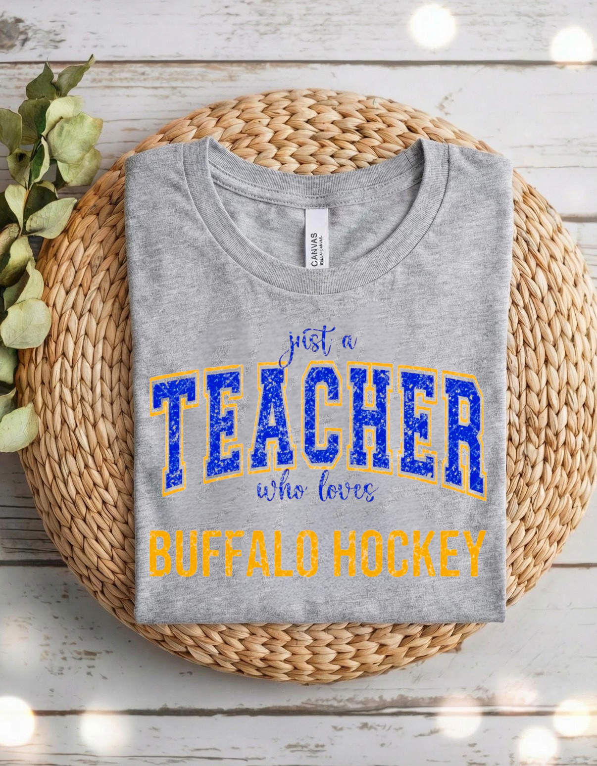 Just A Teacher That Loves Buffalo Hockey Distressed Shirt
