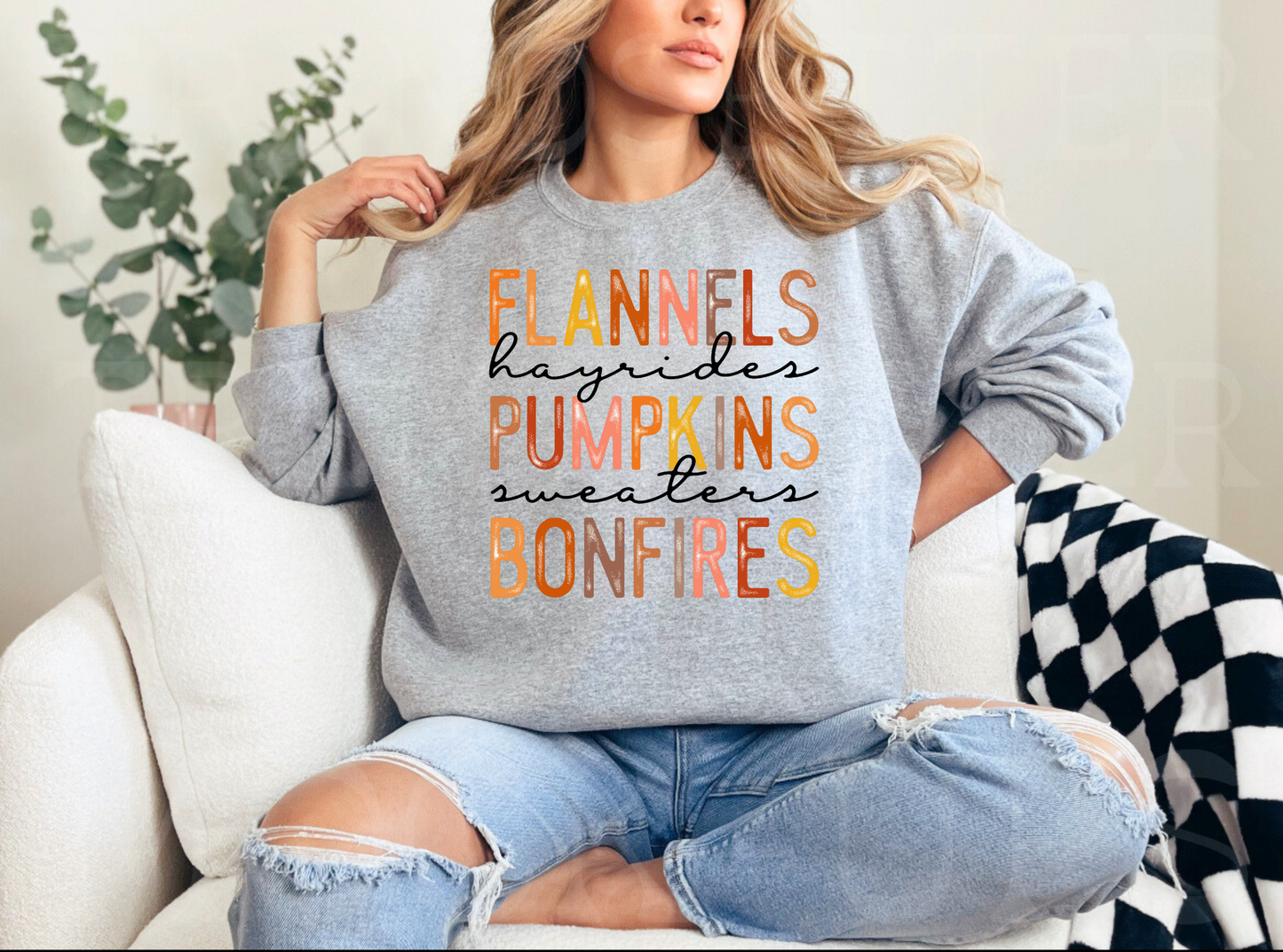 Flannels Hayrides Pumpkins Sweaters Bonfires Shirt
