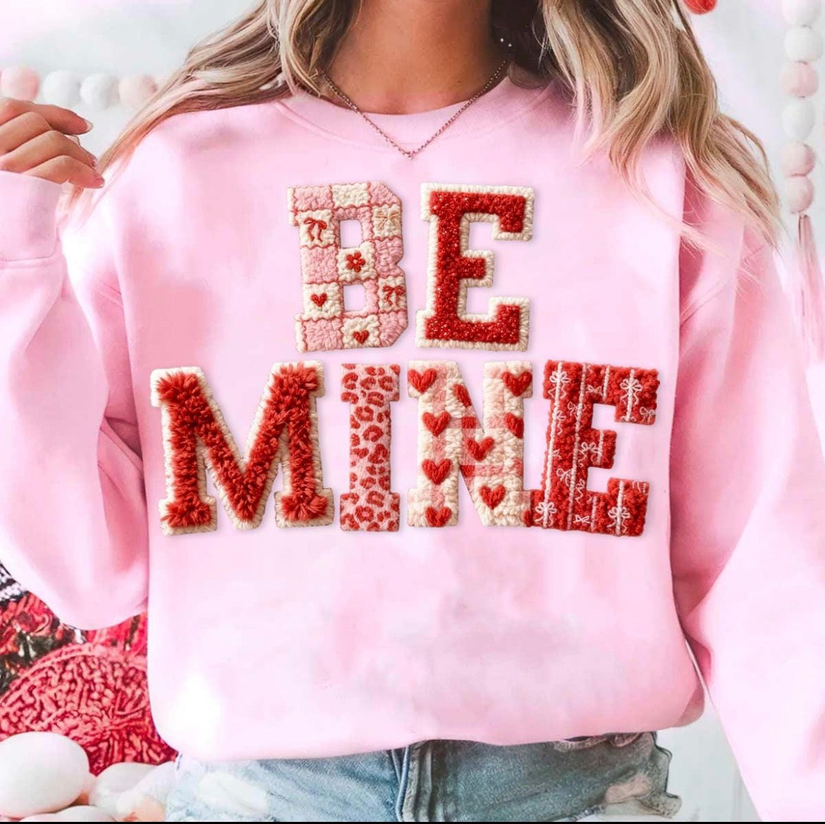 Be Mine Valentine’s Day Faux Crochet Shirt