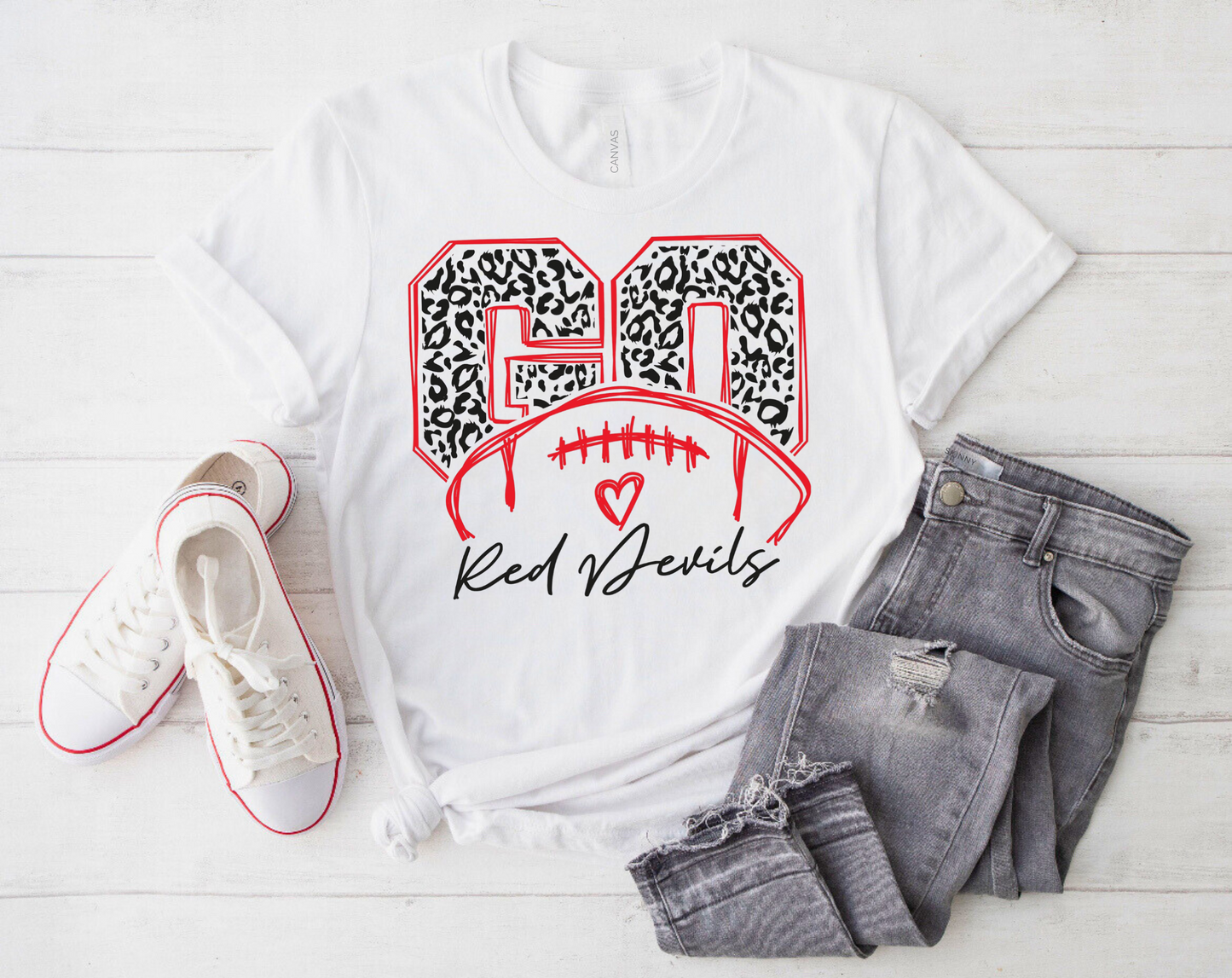 Go Red Devils Leopard Football Shirt