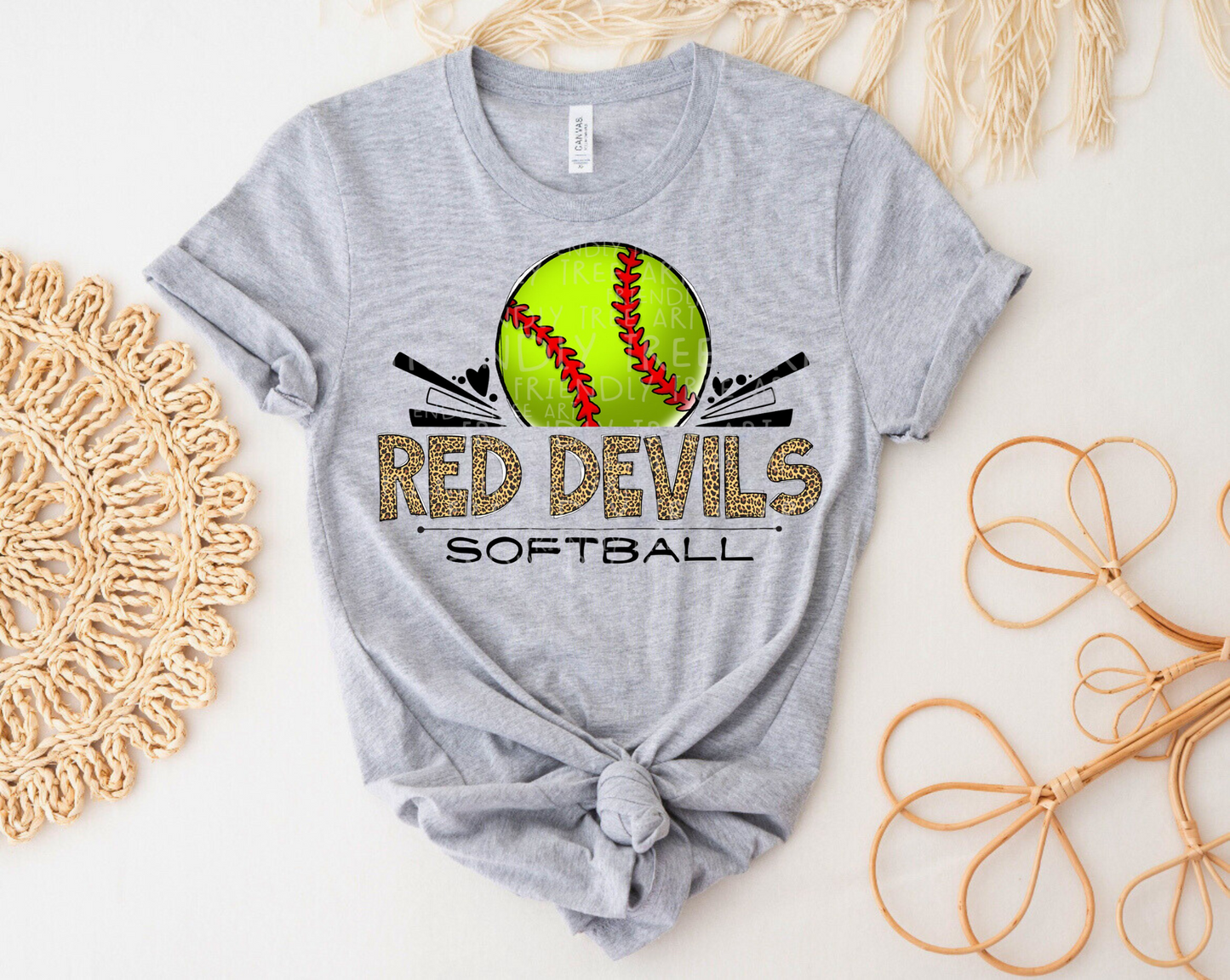 Red Devils Leopard Softball Shirt