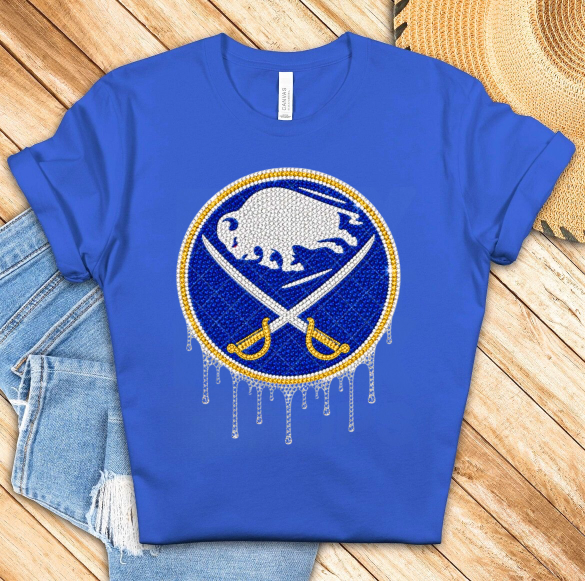 Buffalo Sabres Faux Rhinestone Shirt