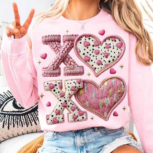 XOXO Valentine’s Day Faux Crochet Shirt