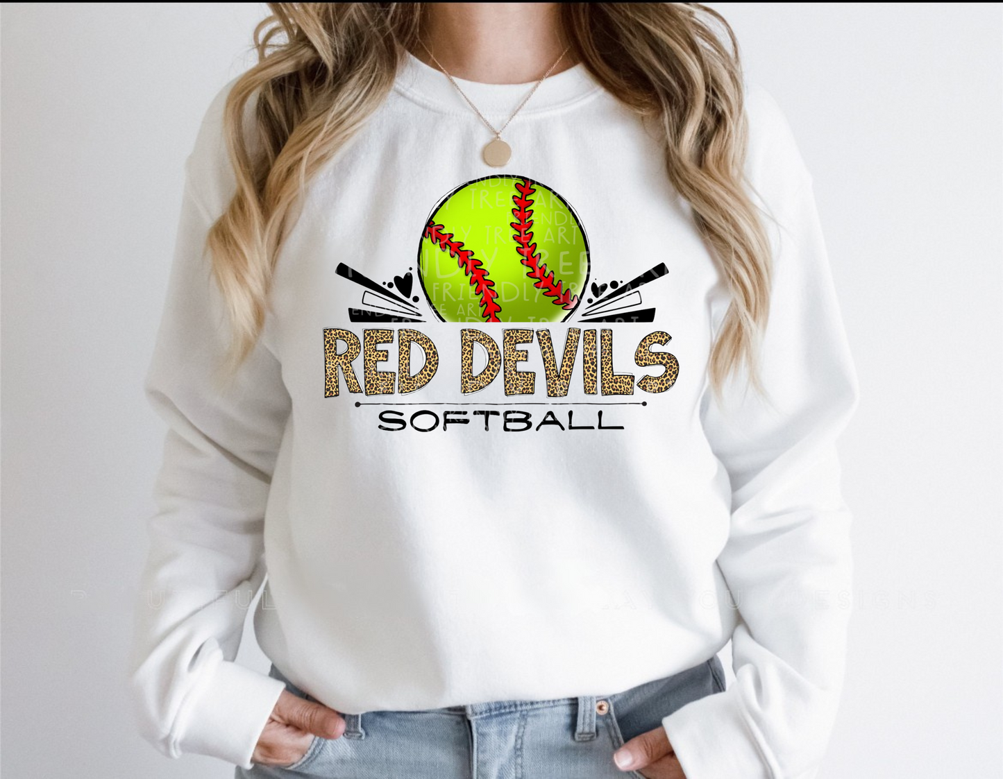 Red Devils Leopard Softball Shirt