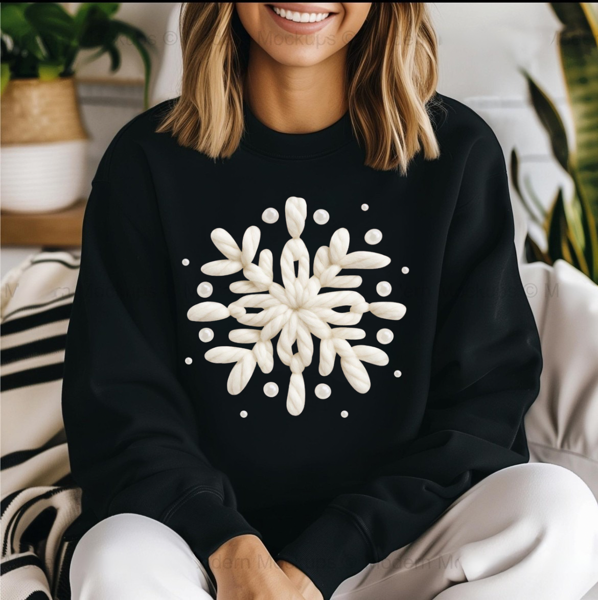 Snowflake Faux Crochet Sweatshirt