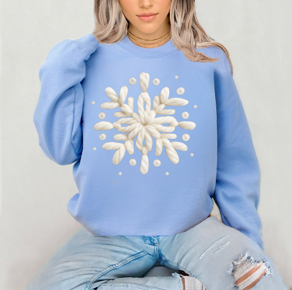 Snowflake Faux Crochet Sweatshirt