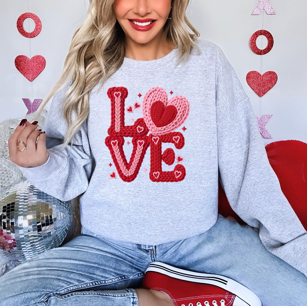 Valentine’s Day Faux Crochet Love Shirt