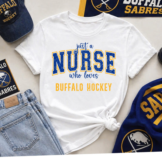 Just A Nurse That Loves Buffalo Hockey Distressed Shirt