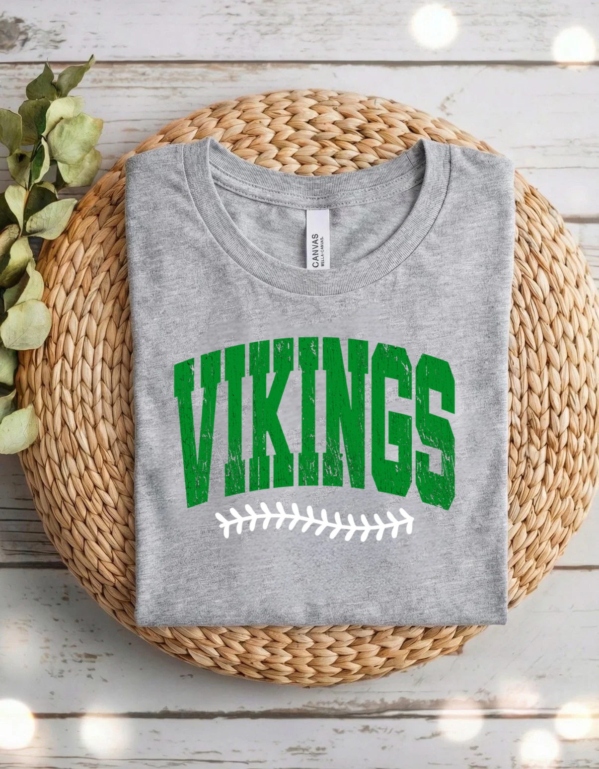 Nichols Vikings Distressed Baseball Shirt