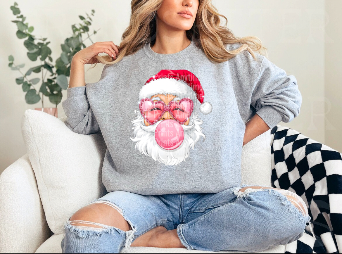 Retro Santa Christmas Blowing Bubble Shirt