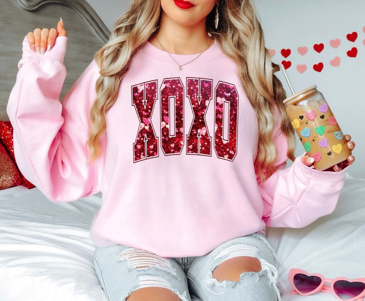 XOXO Valentine’s Day Faux Glitter Shirt
