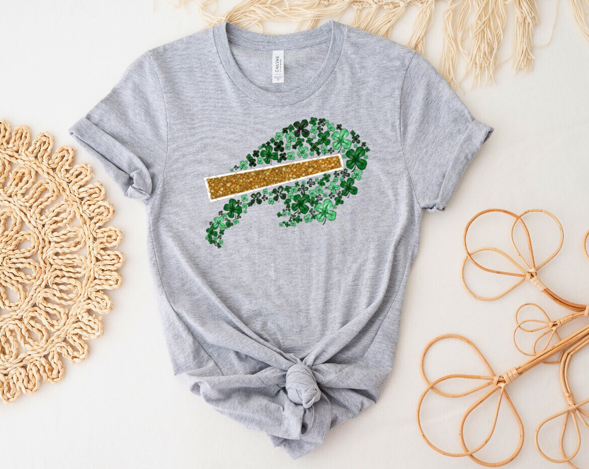 Buffalo Clover Shamrock Faux Glitter Shirt