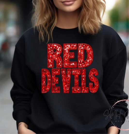 Red Devils Faux Glitter Shirt