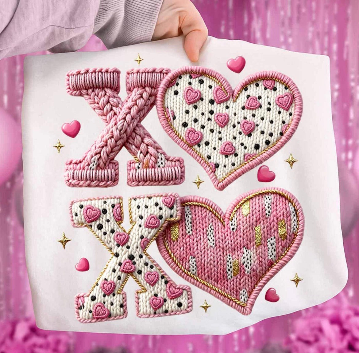 XOXO Valentine’s Day Faux Crochet Shirt