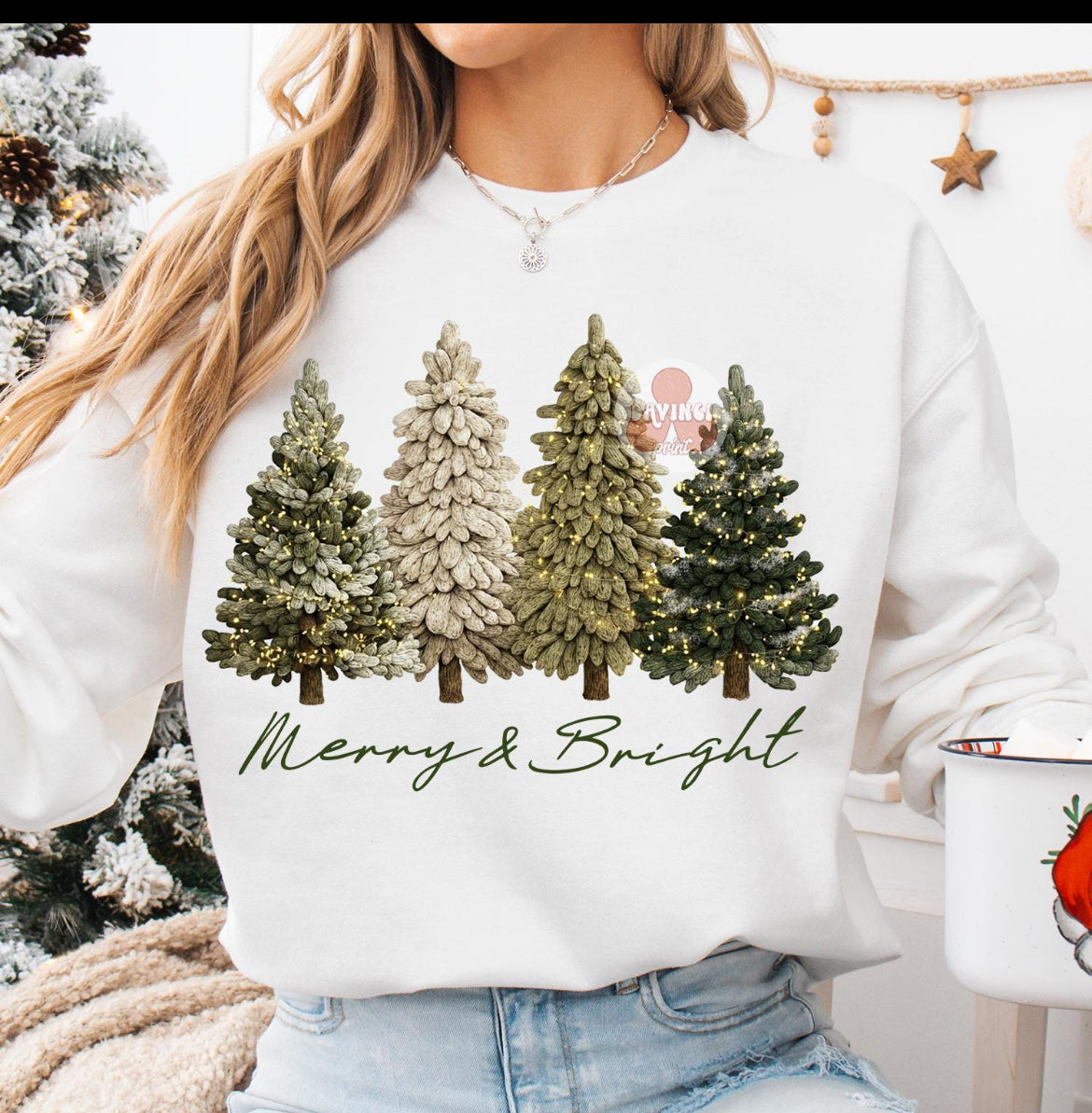 Merry and Bright Faux Yarn Sweatshirt