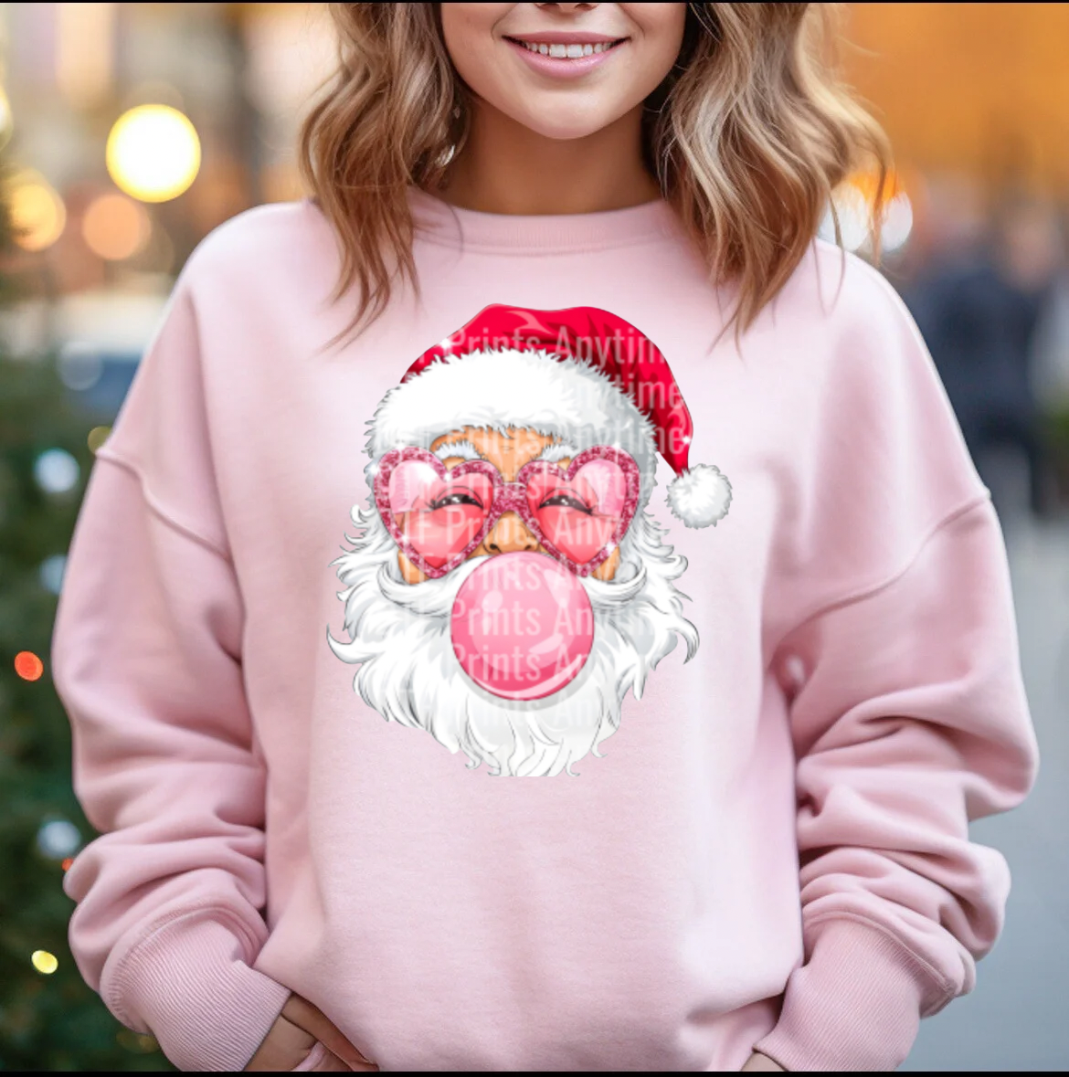 Retro Santa Christmas Blowing Bubble Shirt
