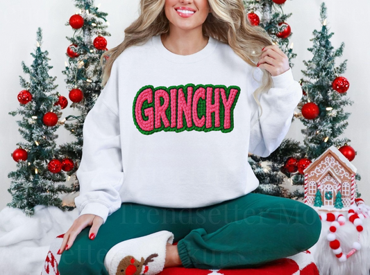 Grinchy Christmas Faux Crochet Sweatshirt