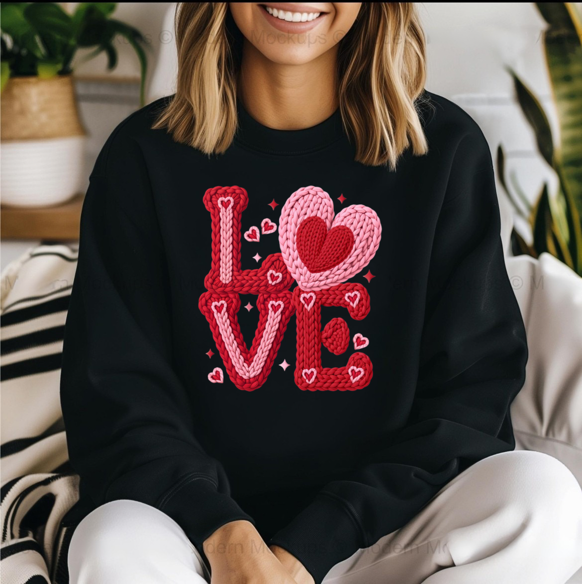 Valentine’s Day Faux Crochet Love Shirt