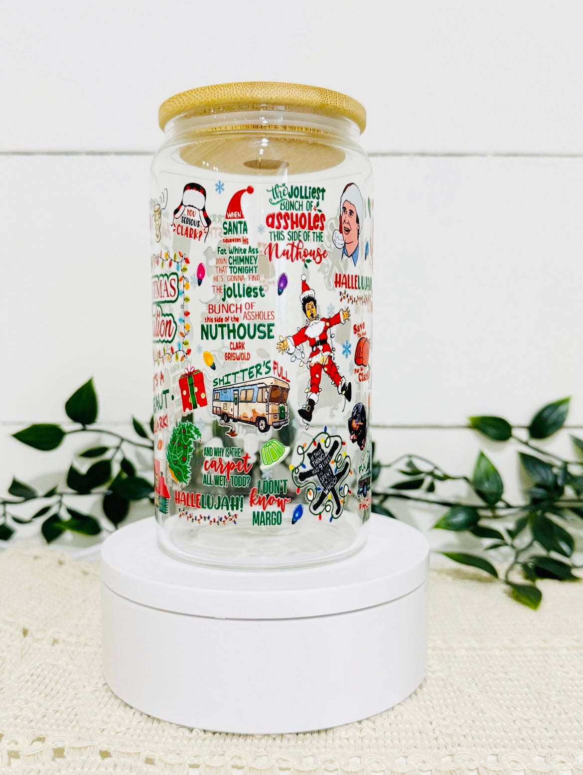Christmas Vacation 16oz Glass with Lid