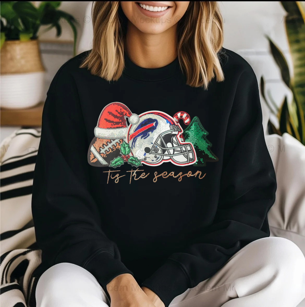 Tis The Season Bills Faux Sequin Sweatshirt