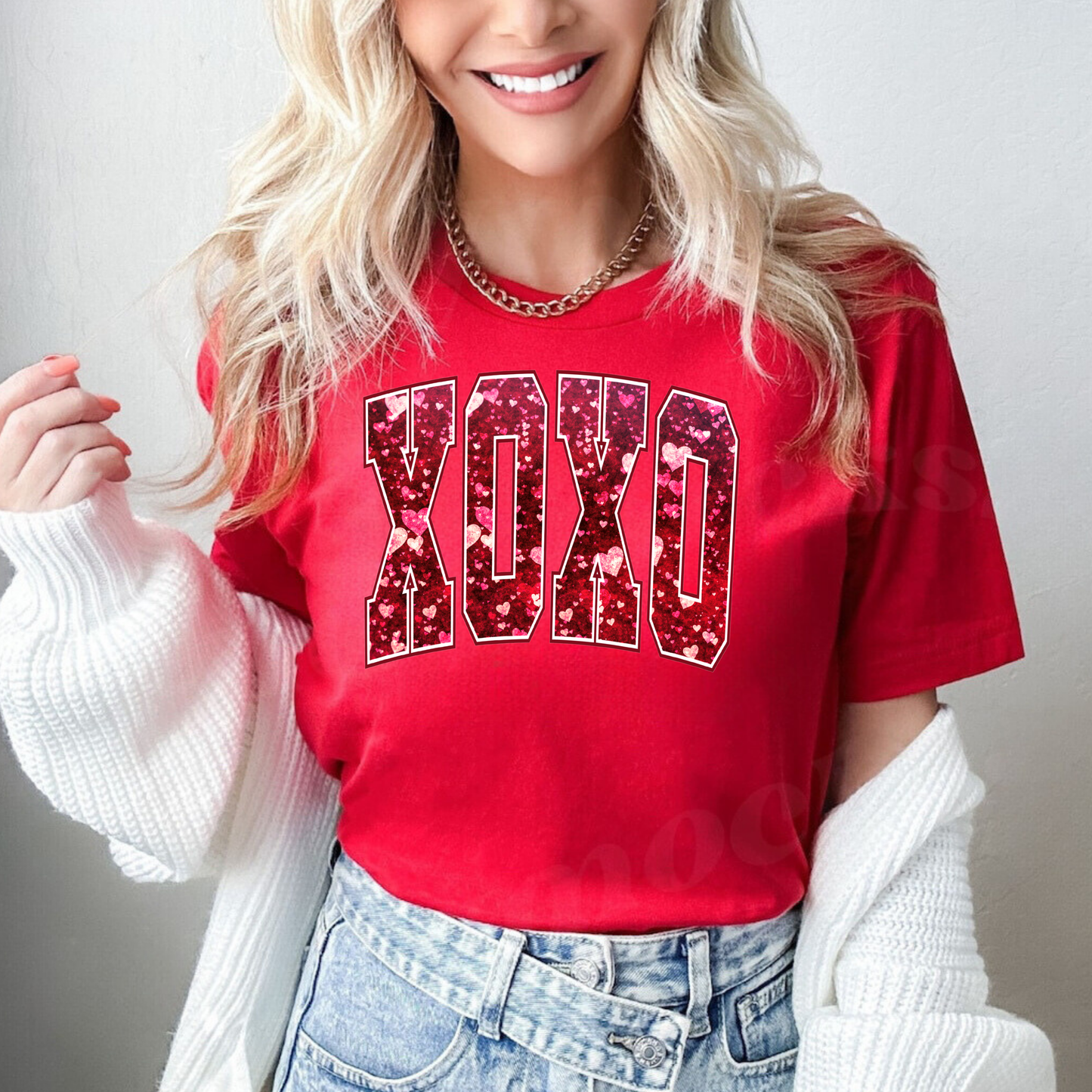 XOXO Valentine’s Day Faux Glitter Shirt