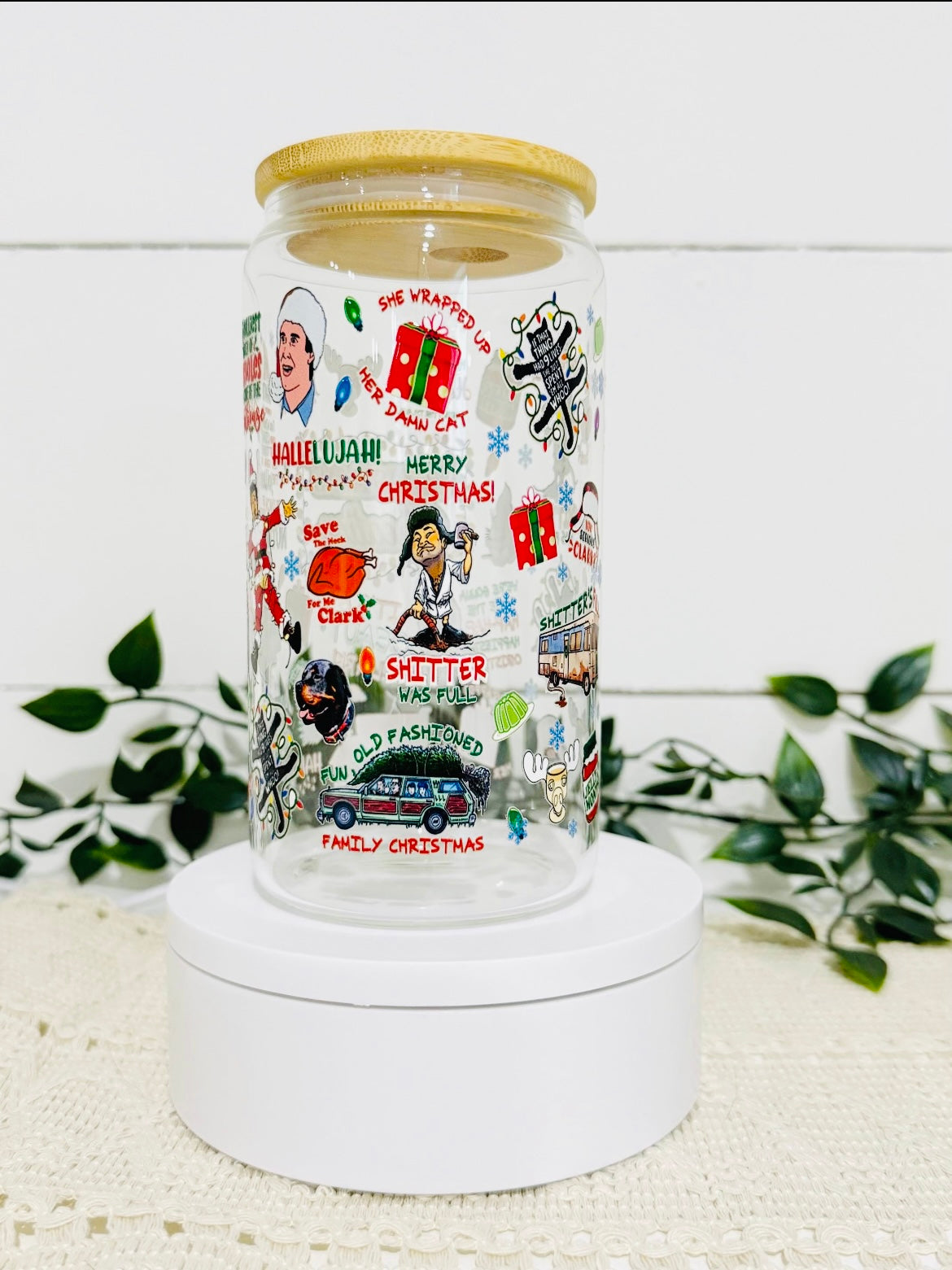 Christmas Vacation 16oz Glass with Lid