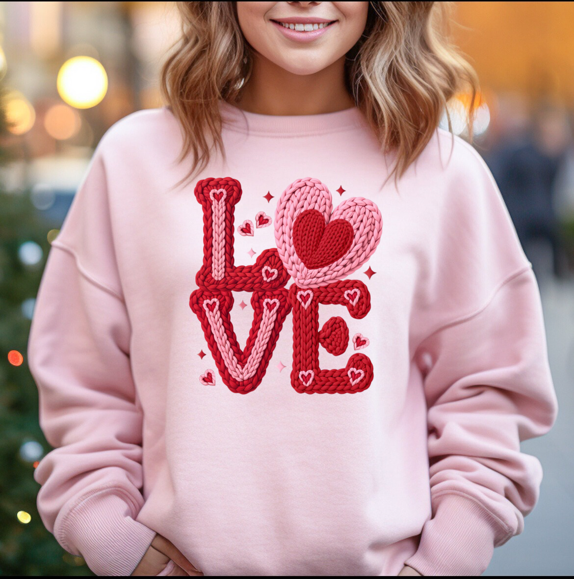 Valentine’s Day Faux Crochet Love Shirt