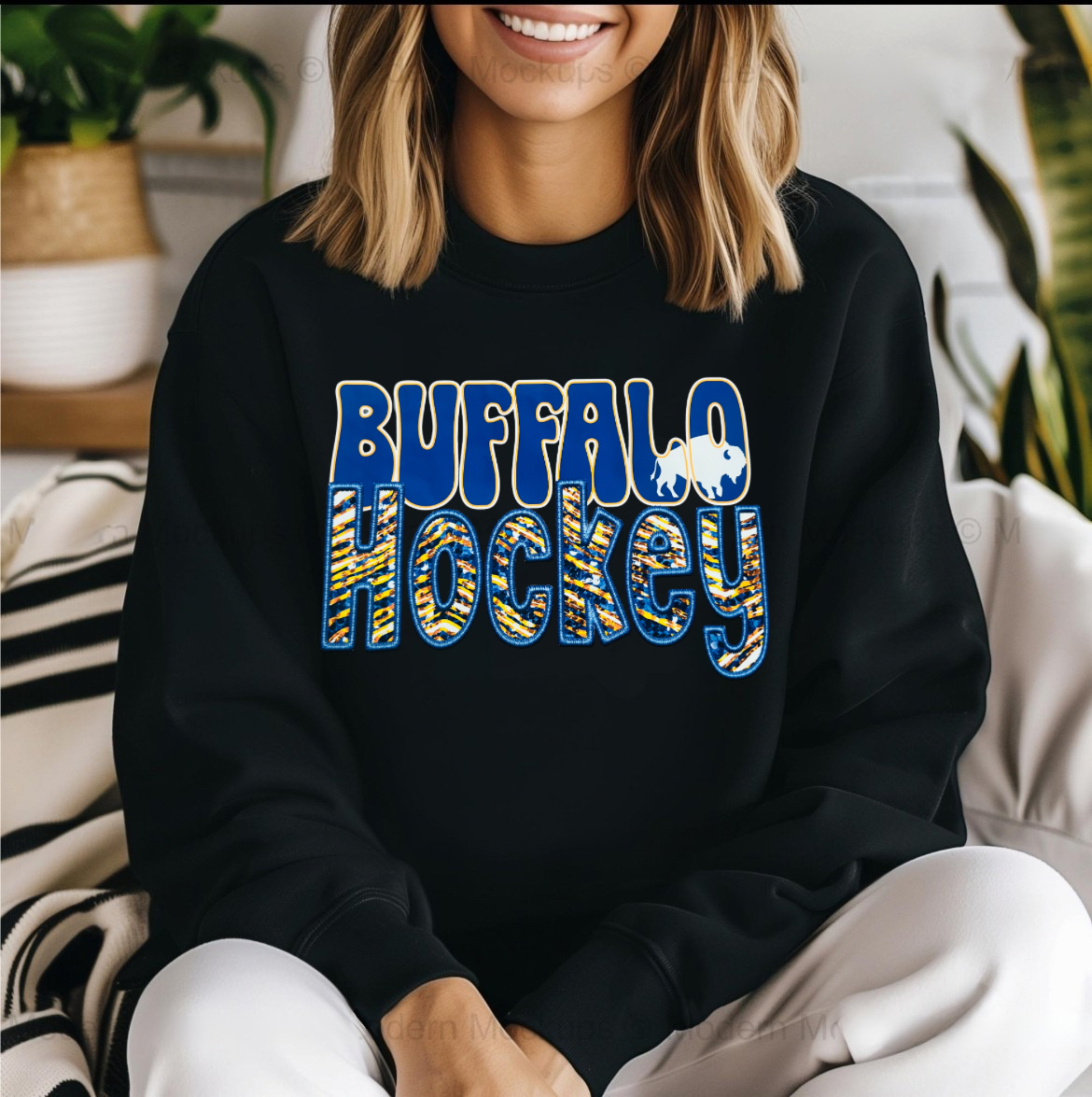 Buffalo Hockey Faux Glitter Shirt