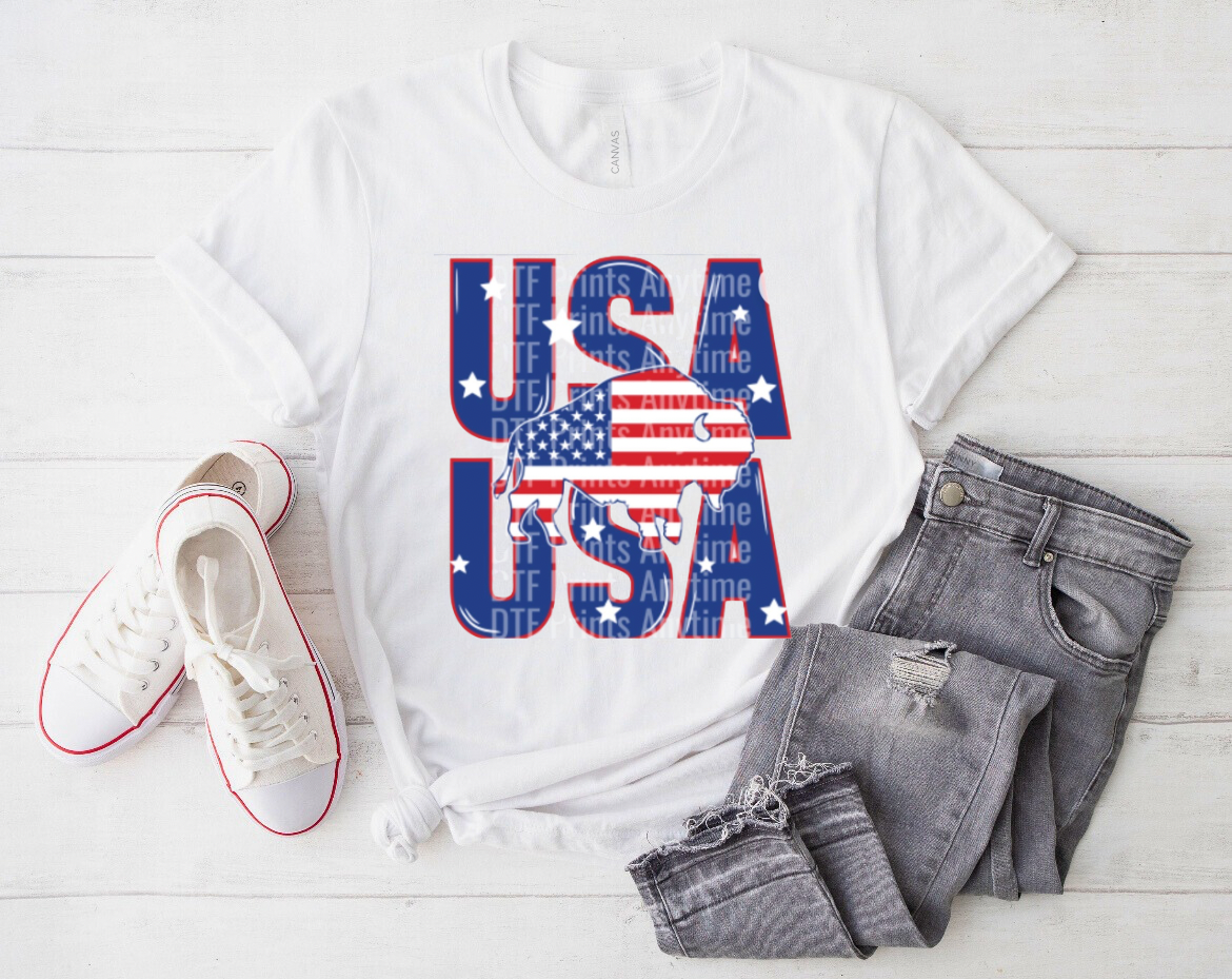 Buffalo American Flag USA Shirt